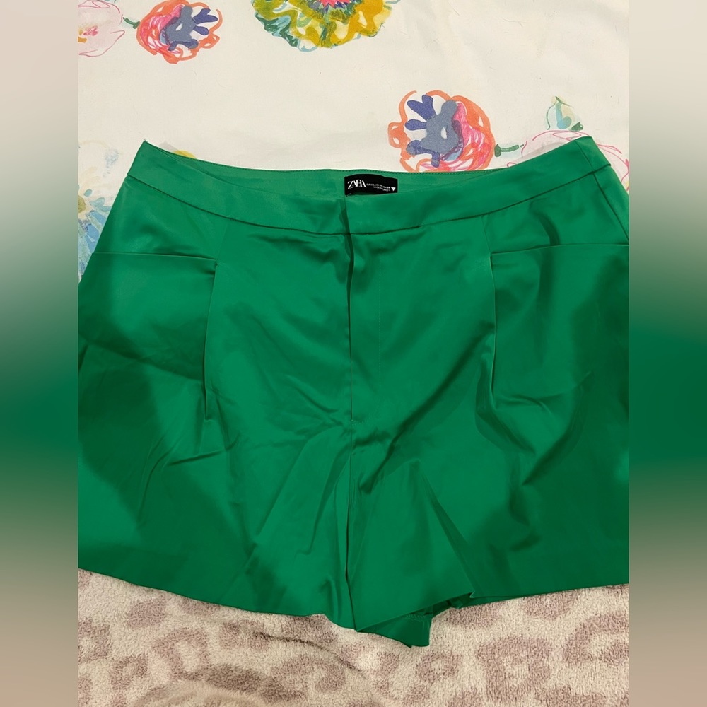 Satin Green shorts